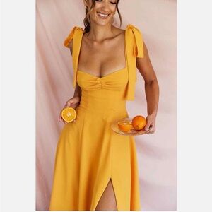 House of CB Alicia Midi Tie Shoulders Sundress Orange